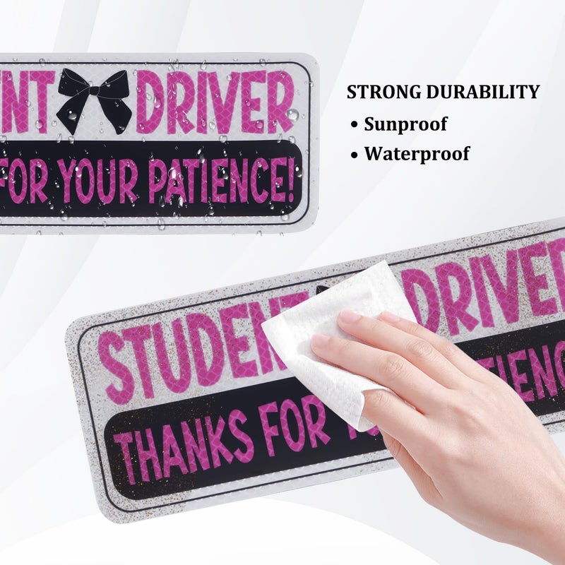 Stacool 2PCS Student Driver Magnet for Car,Reflective New Driver Sticker Cars Decorations for Safety Warning,Essential Please Be Patient Student Drivers Magnet Car Accessories - Image 5